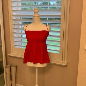 Paper Crane Red baby doll tiered top
